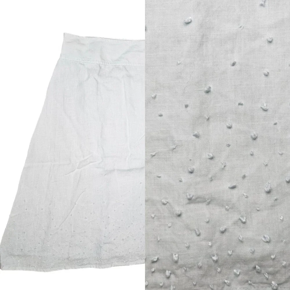 Eileen‎ Fisher Petite Light Blue Linen A Line Knee Length Skirt Textured 2P 4P